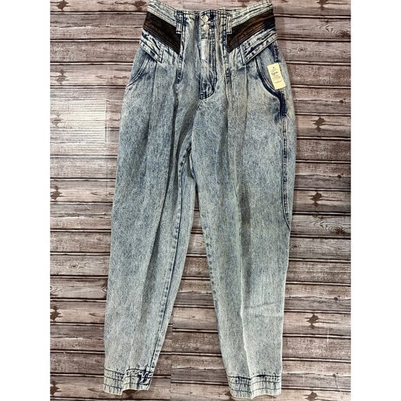 Z Cavaricci Acid Wash Denim High Rise Pleated Jeans USA Sz 30 NWT Vintage